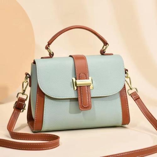 PU Leather Patchwork Bag Handbag contrast color PC