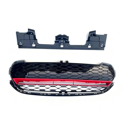 FOR 2014-2021 MINI COOPER F55 F56 F57 GP STYLE GLOSS BLACK RED TRIM FRONT GRILLE