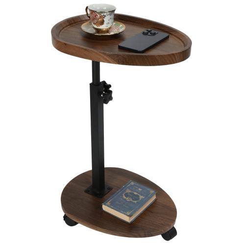 Medium Density Fiberboard & Iron adjustable Side Table durable dark coffee PC