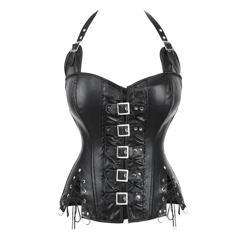 PU Leather & Polyester Waist & Abdomen-flat & Push Up Women Body Shaper Vest patchwork Solid PC