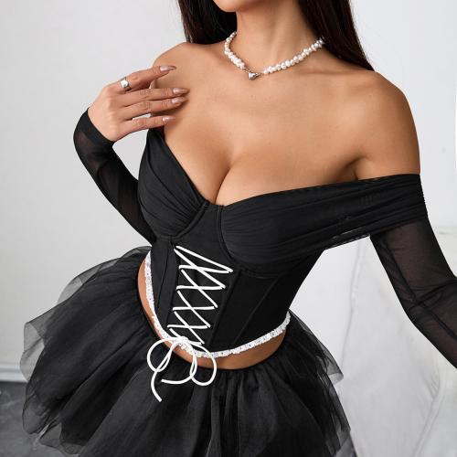 Polyester Sexy Corset & tube & skinny style black PC