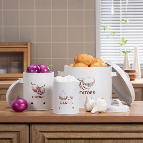 Galvanized Iron shading Storage Jar dustproof & breathable letter white Set