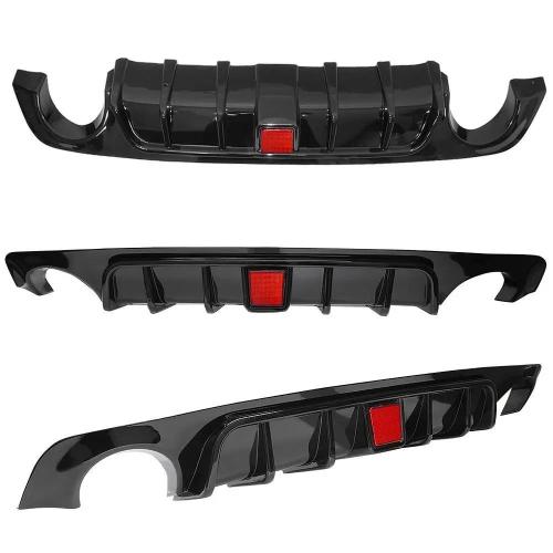 Rear Bumper Diffuser Lip W/ Brake LED For 2018 19-2023 Infiniti Q50 Glossy Black