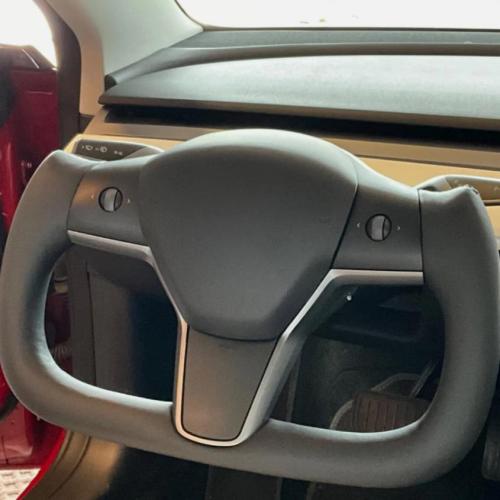 Yoke Steering Wheel For Tesla Model 3 16-22 Model Y 20-24 with Heated Black