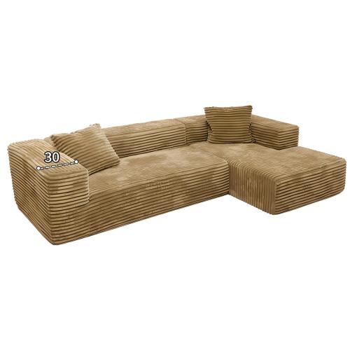 Sponge & Corduroy Soft Compression Sofa Solid khaki PC