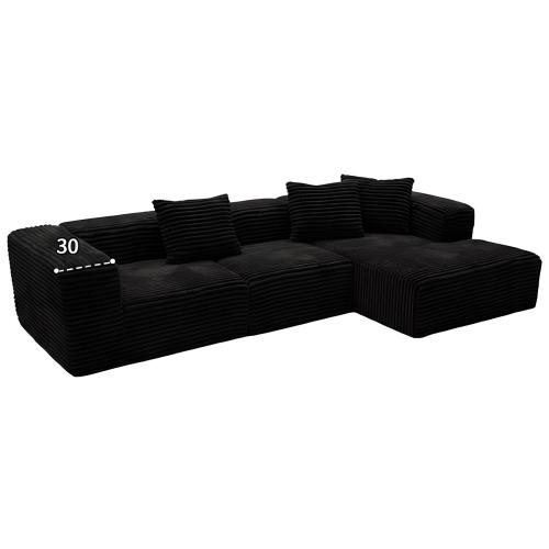 Sponge & Corduroy Soft Compression Sofa Solid black PC