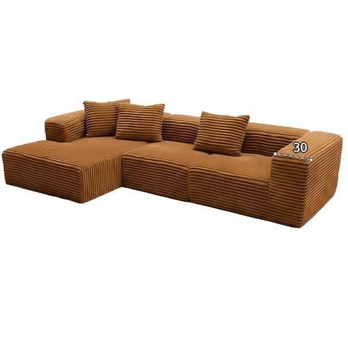 Sponge & Corduroy Soft Compression Sofa Solid caramel PC