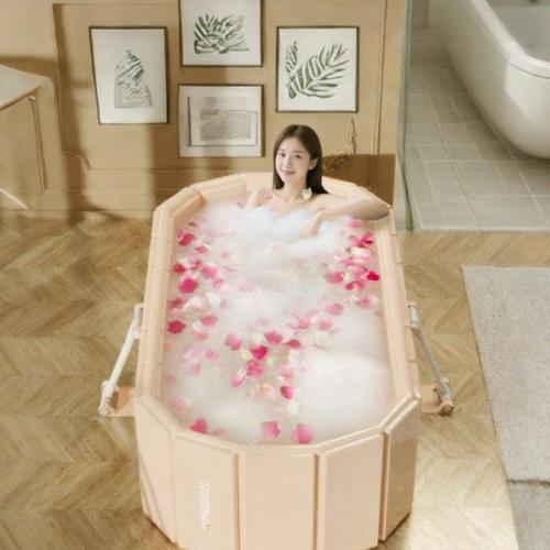 Fibra de madera de densidad media & CLORURO DE POLIVINILO Bañera plegable, amarillo,  trozo