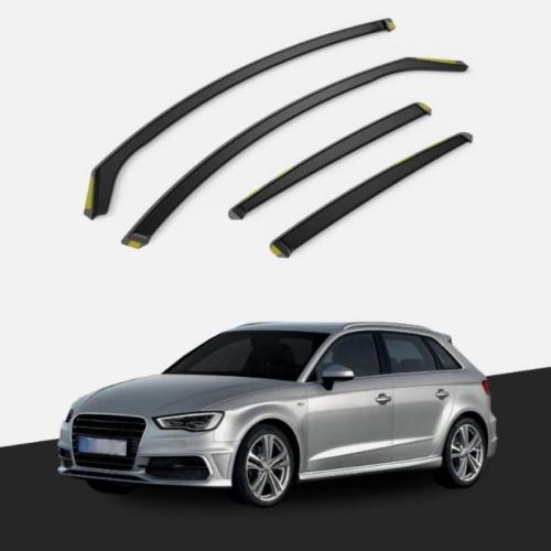 FOR Audi A3 S3 MK2 2004-2012 5 Door Hatchback Wind Deflectors 4pc Black Tinted