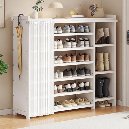 Medium Density Fiberboard & Cloth Shoes Rack Organizer durable & dustproof  Solid white PC