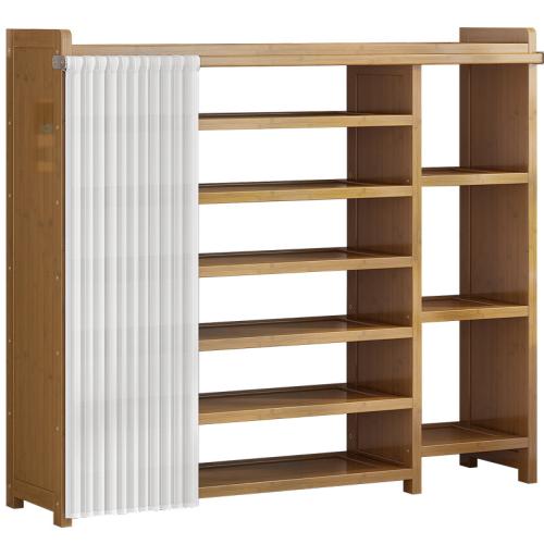 Medium Density Fiberboard & Moso Bamboo & Cloth Shoes Rack Organizer durable & dustproof  Solid Dark Brown PC