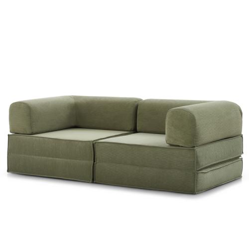 304 Stainless Steel & Sponge & Corduroy foldable Compression Sofa PC