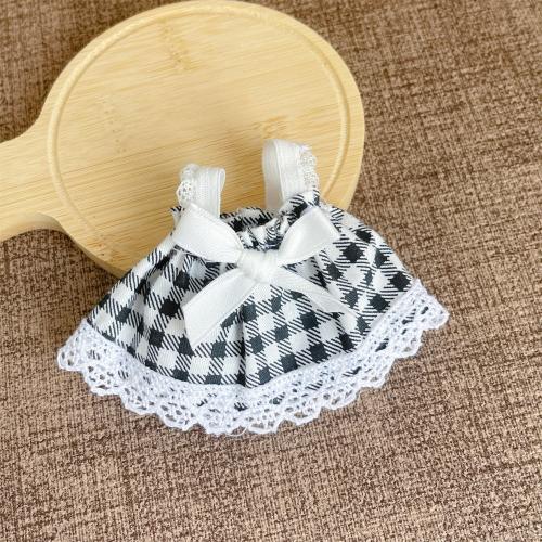 10cm Doll Clothes Floral Plaid Dress Lace Skirt Plush Doll Clothes