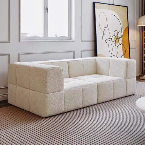 Sponge & Berber Fleece Soft Compression Sofa Solid beige PC