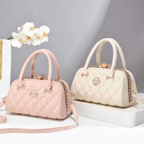 PU Leather Boston Bag Handbag sewing thread & with rhinestone PC