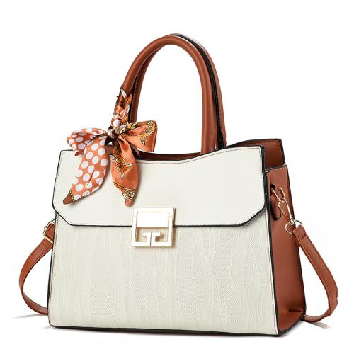 PU Leather with silk scarf Handbag large capacity & embroidered PC