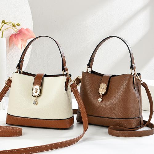 PU Leather Bucket Bag Crossbody Bag contrast color & One Shoulder PC