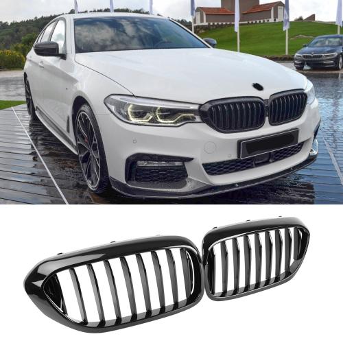 For BMW 5 Series G30 G31 17-20 Limo Touring Kidneys Grill GLOSS BLACK Single Bar