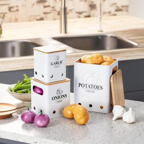 Carbon Steel Food Storage Container Box tight seal & dustproof & three piece Bamboo letter Set