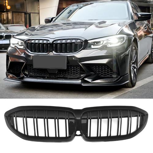 For BMW 3 Series G20 G21 2019-2022 Limo Touring Kidneys Grill GLOSS BLACK Double Bar