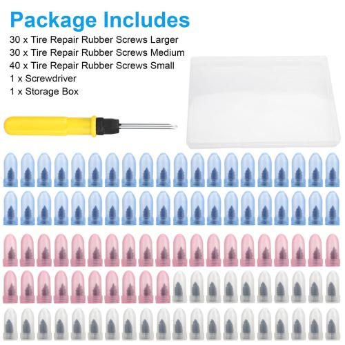 100Pcs Tire Repair Rubber Nails Tyre Puncture Repair Screws Kit w/ Screwdriver