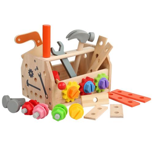 Children's wooden multi-function toolbox screw nut educational toys