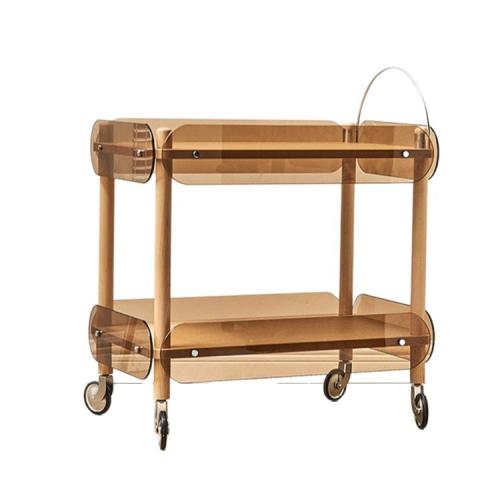 Acrylic & Wood Side Table for storage & durable Wood mixed colors PC