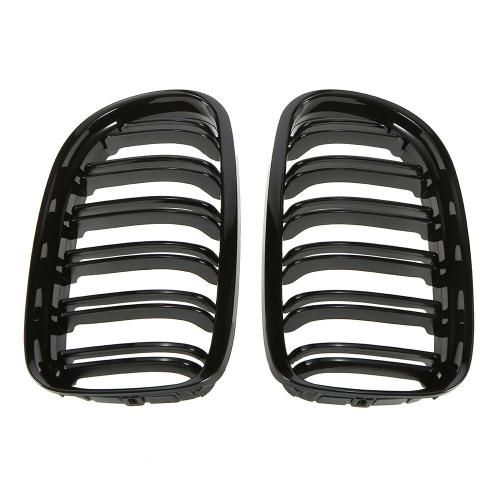 Double Slats Gloss Black Kidney Grille Grill For BMW 2009-2011 3 Series E90 E91