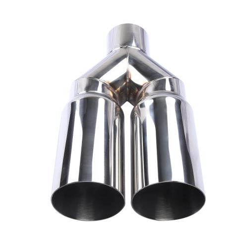 Universal 63mm Inlet 76mm Outlet Double Cylinder Stainless Steel Exhaust Tip