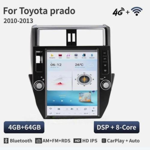 Car GPS Navigation For Toyota Prado 2010-2013 Radio Stereo Head Unit 4+64G 12.1 inch