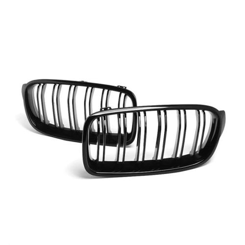 FOR BMW F30 F31 3 SERIES 2012-18 KIDNEY TWIN GRILLS GRILLE GLOSS BLACK DUAL LINE