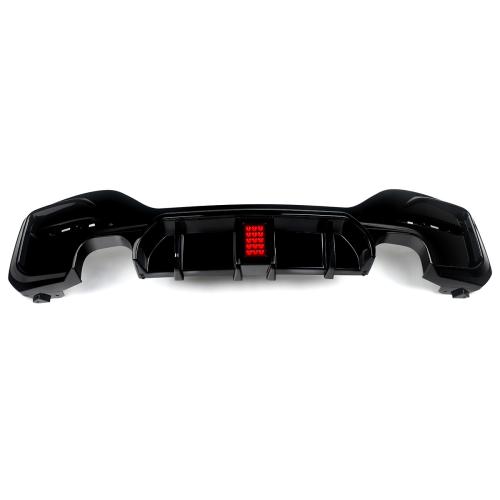 For BMW 1er M Sport F20 F21 M135i M140i Gloss Black Rear Diffuser Bumper w/ LED