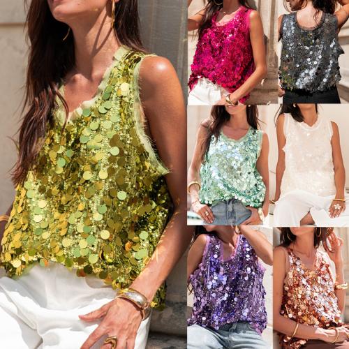 Polyester Tank Top & loose Sequin PC