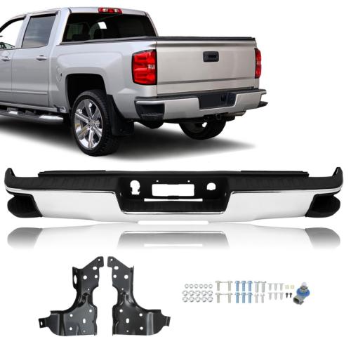 Chrome Rear Step Bumper Assembly For Chevy Silverado GMC Sierra 1500 2014-2018