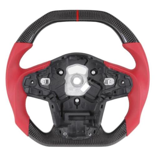 Carbon Fiber Steering Wheel For TOYOTA Supra GR A90 A91 MKV 2020+ Red Leather