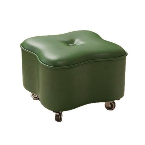 Leather & Solid Wood Stool durable & with caster PC