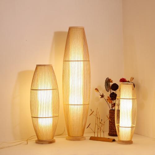 Bamboo Floor Lamps Linen & Solid Wood yellow PC