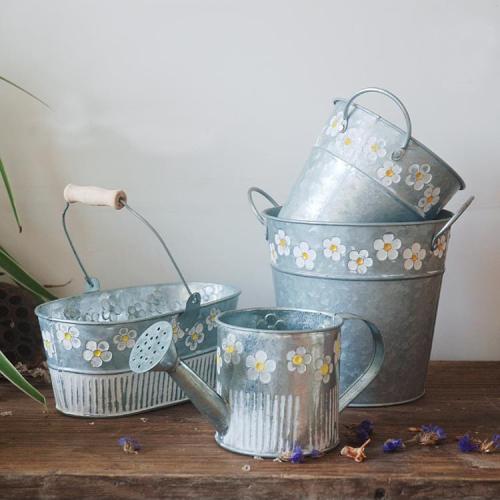 Galvanized Iron Flower Pot floral PC