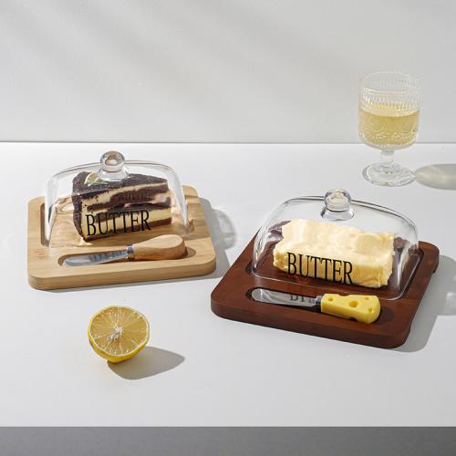 Bamboo & Glass Multifunction Butter Box dustproof PC