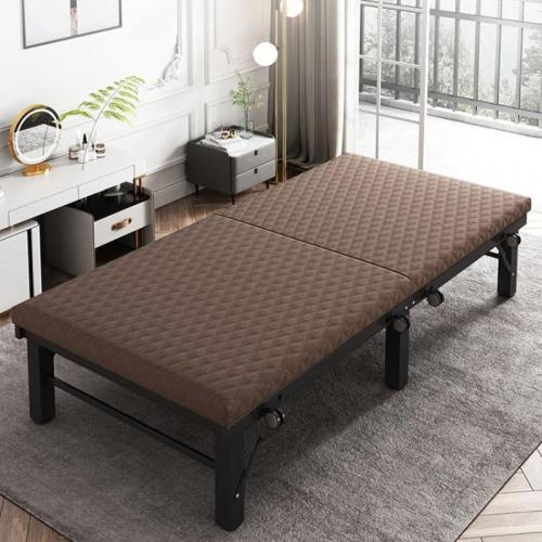 Wooden & Sponge & Iron & Cotton single Foldable Bed durable & portable brown PC
