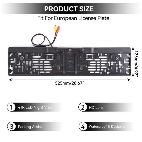 170° IR Rear View Camera License Plate Number Plate Holder Night Vision Parking Aid