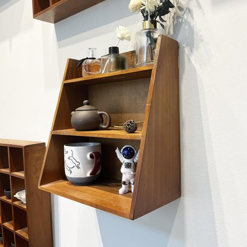 Solid Wood triple layer Shelf brown PC
