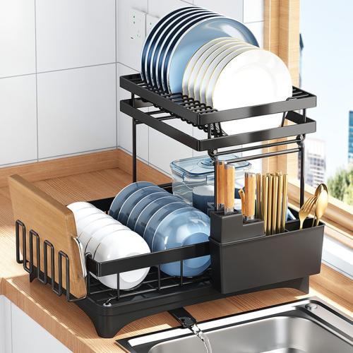 Carbon Steel & Plastic Multifunction Kitchen Drain Rack stoving varnish PC