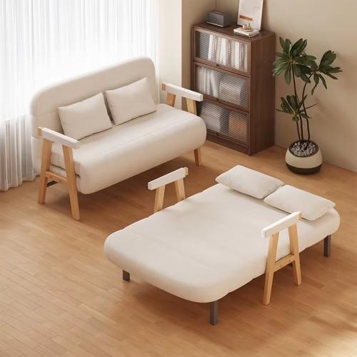 Wood & PU Leather & Linen adjustable & Soft Sofa Bed  PP Cotton & Sponge Solid PC