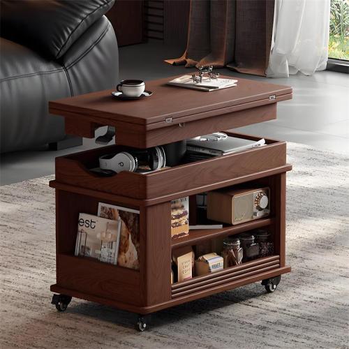 Particle Board 360degree rotation Side Table with caster & adjustable PC