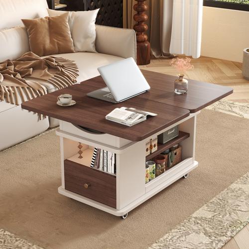 Particle Board Side Table with caster & adjustable PC