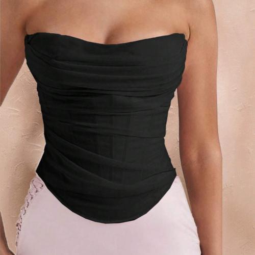 Polyester Sexy Corset backless & tube & wrapped chest black PC