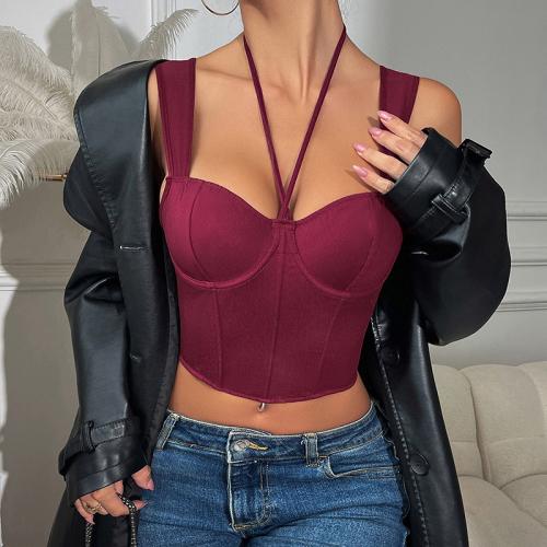 Polyester Sexy Corset & skinny style wine red PC