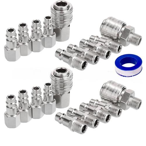Euro Air Line Hose 20 Pcs 1/4inch BSP Fitting Connectors Male Female Quick Release