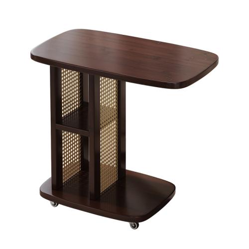 MDF Board & Moso Bamboo Multifunction Tea Table for storage Dark Brown PC
